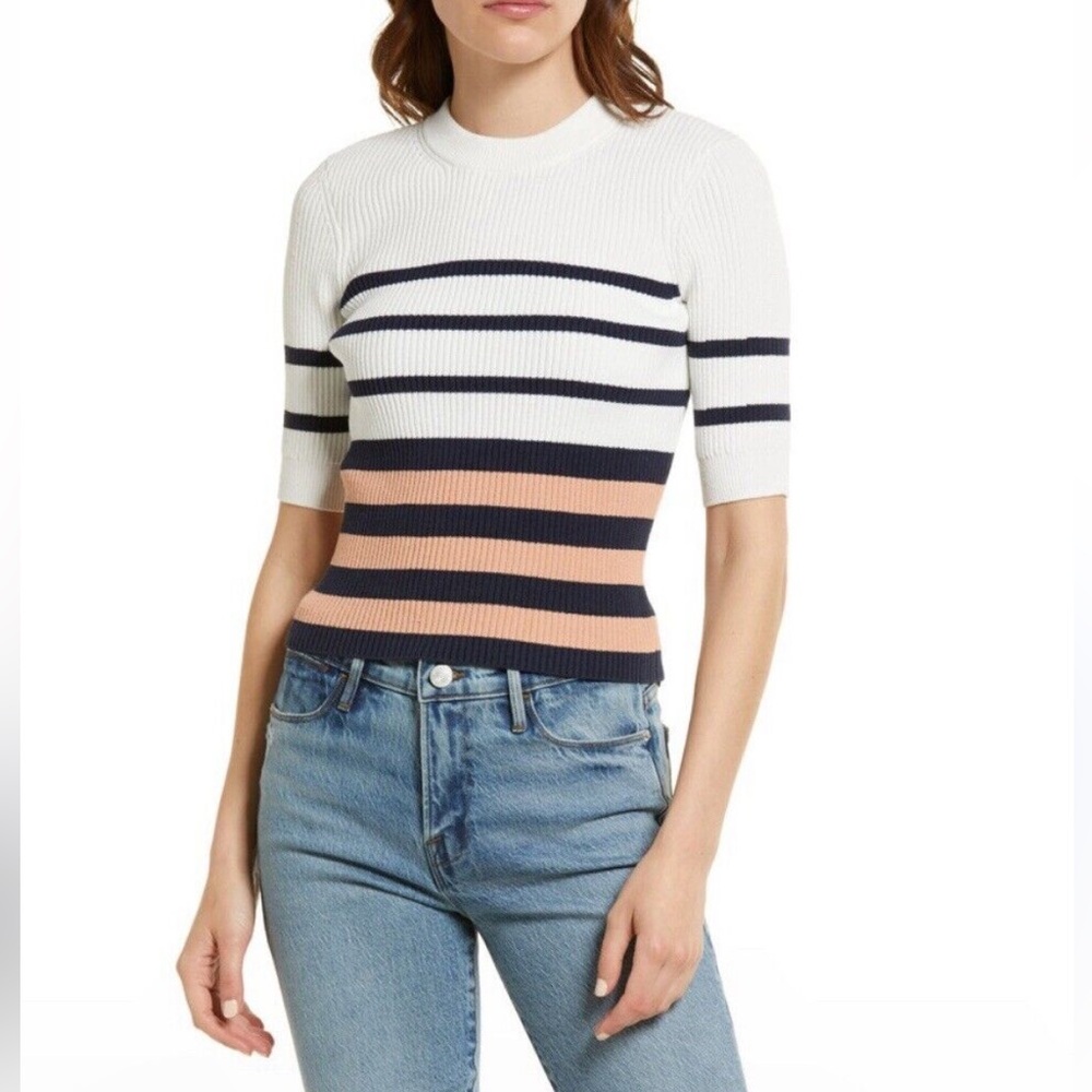 Frame Ribbed Stripe Sweater NEW XL